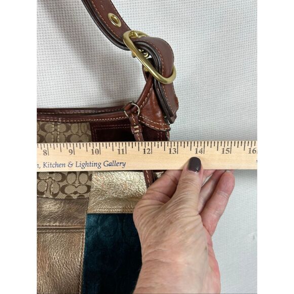 Vtg Coach Bleeker patchwork leather hobo bag 11356 suede signature logo Y2K - Picture 15 of 16